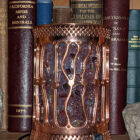 Copper Daitom with inlaid gems lamp - unlit